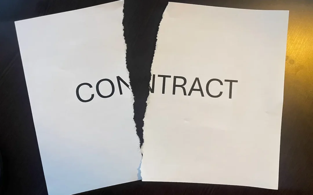 no contract web design contract paper torn in half on a clean white background