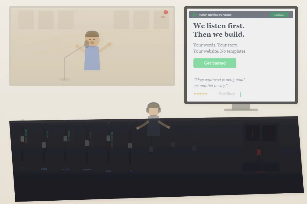 why my web designer doesnt understand my business sound engineer capturing voice through glass into website copy